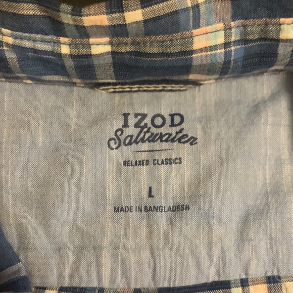Izod Short Sleeve Button Up (Pink/Blue/White) - Picture 3 of 3